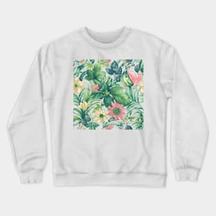 Tropical Spring Flower Water Colour Painting Crewneck Sweatshirt